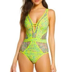 Becca Color Play Mesh One Piece Swimsuit SZ XL